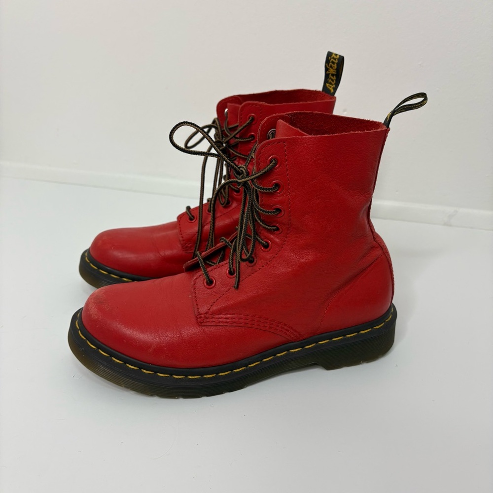 Dr. Martens Pascal Soft Leather Red Lace Up Boots Size US 8